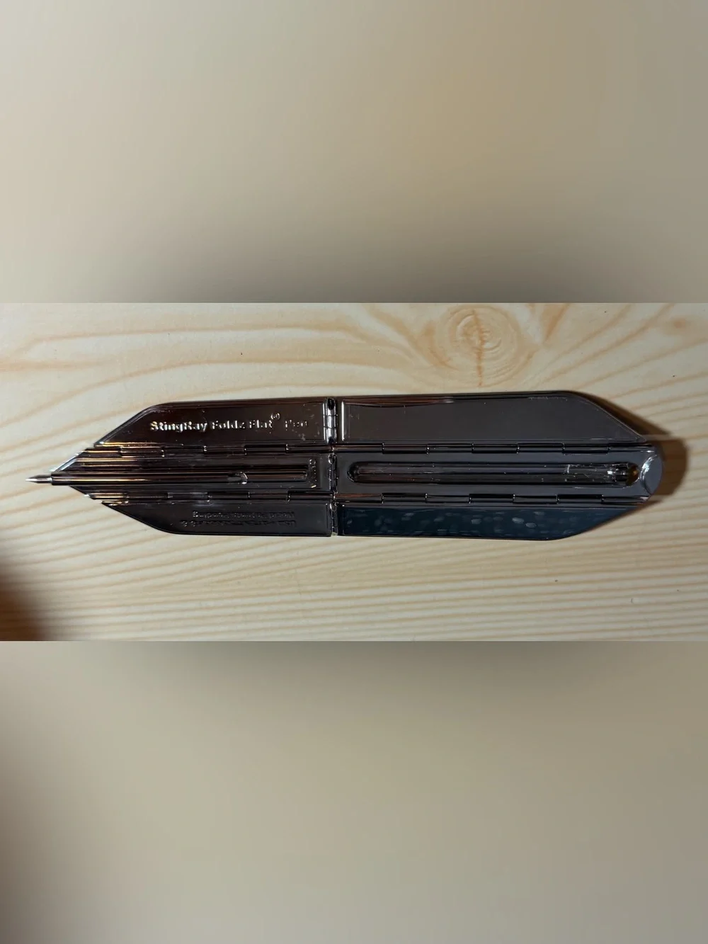 StingRay Foldz Flat Writing Ballpoint Pen Silver Tone Foldable Unique Vintage